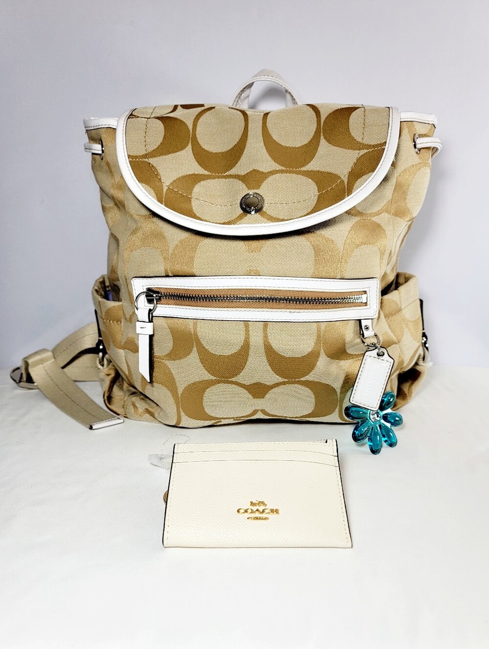 Coach Daisy Signiture light Khaki canvas Backpack